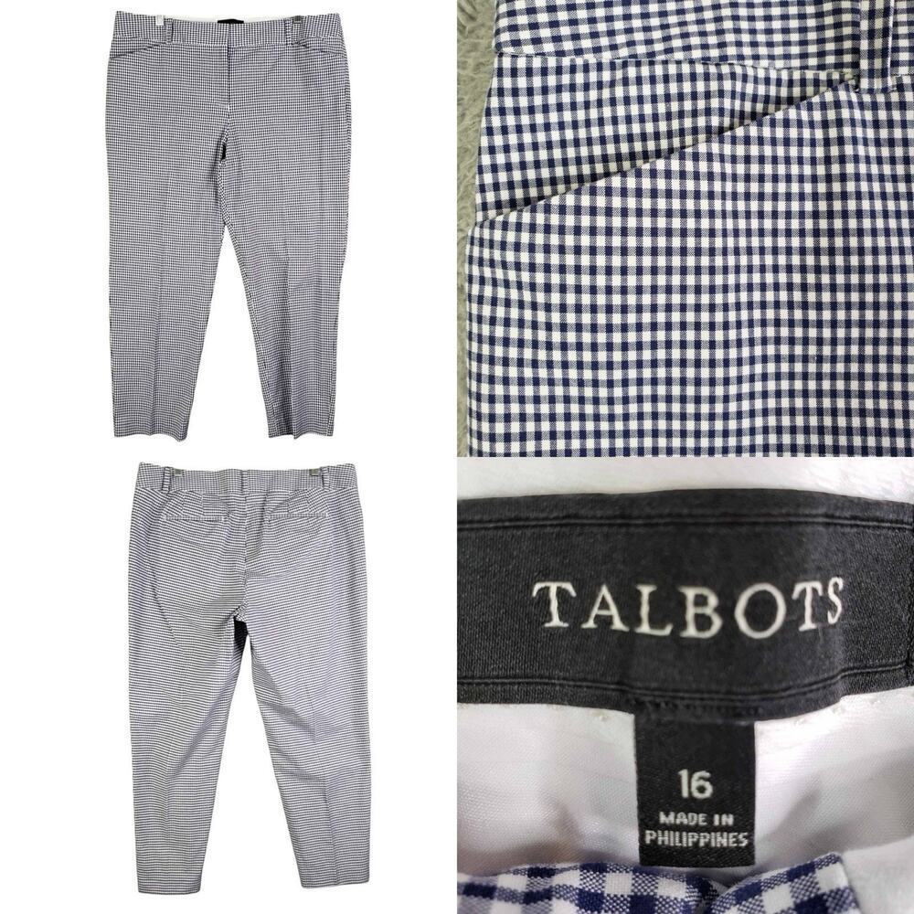 Talbots Black and White Checkered Ankle Pants